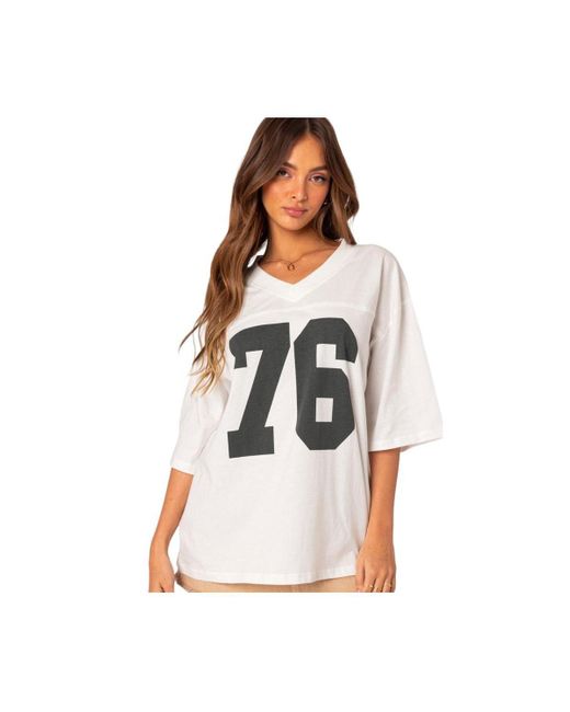 Edikted White 76 Oversized T-shirt