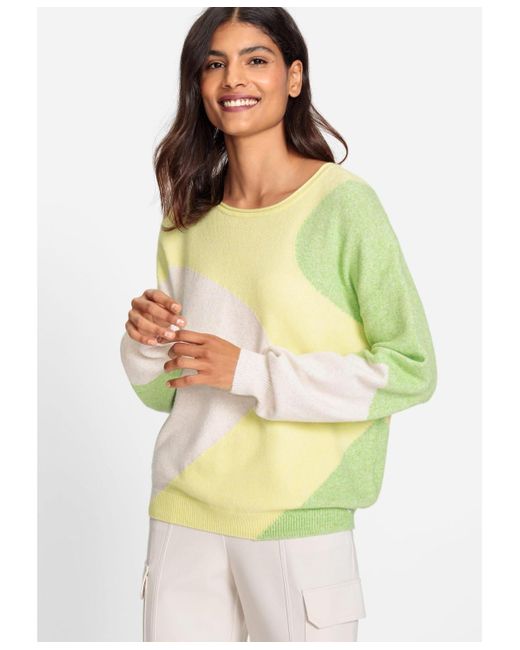 Olsen Multicolor Long Sleeve Graphic Knit Pullover