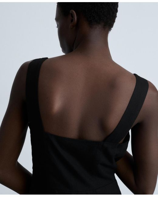 Mango Black Straight Fit Linen Blend Jumpsuit