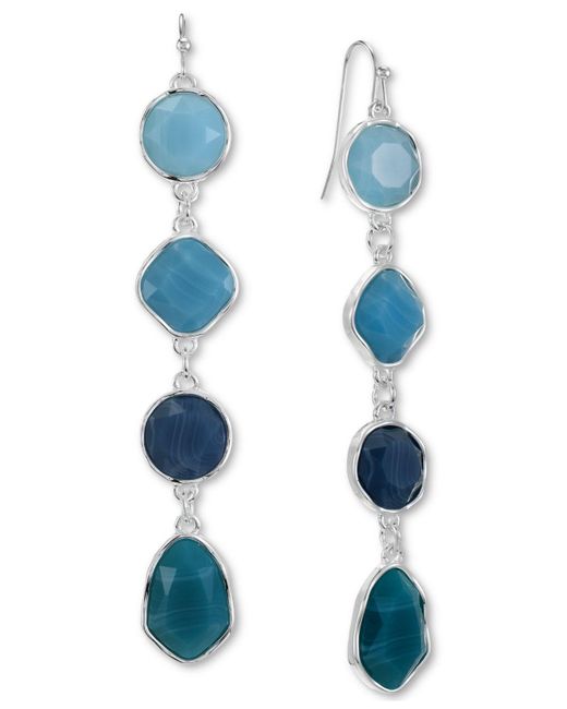Style & Co. Blue Faceted Color Stone Linear Drop Earrings, Created For Macy's