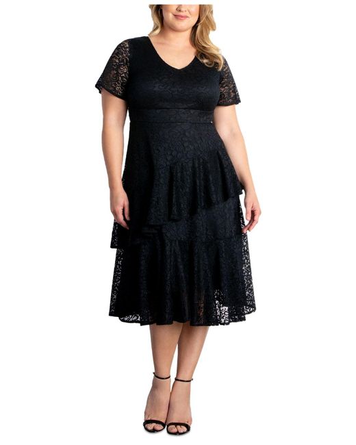 Kiyonna Plus Size Lace Affair Cocktail Dress In Black Lyst