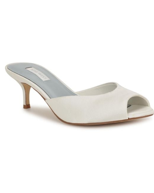 BADGLEY MISCHKA Womens Platino Beige D'orsay Padded Rhinestone Metallic Petrina Peep Toe Kitten Heel Slip On Leather Dress Pumps Shoes