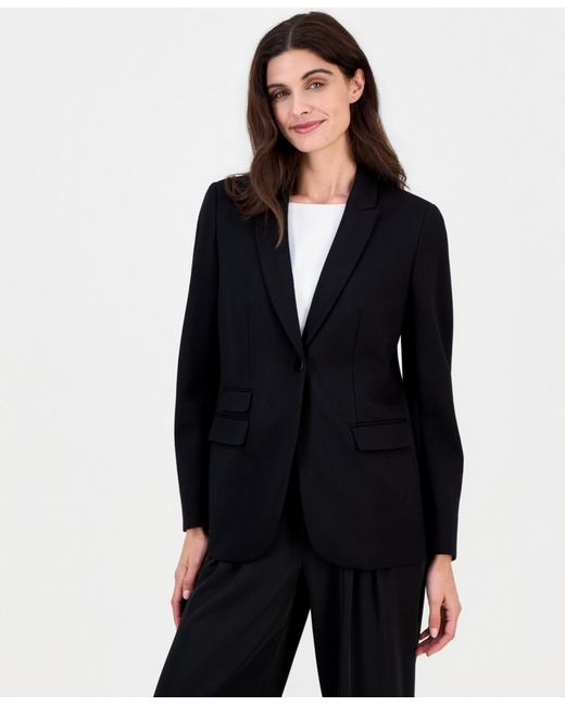 Anne Klein Black Triple-pocket One-button Jacket