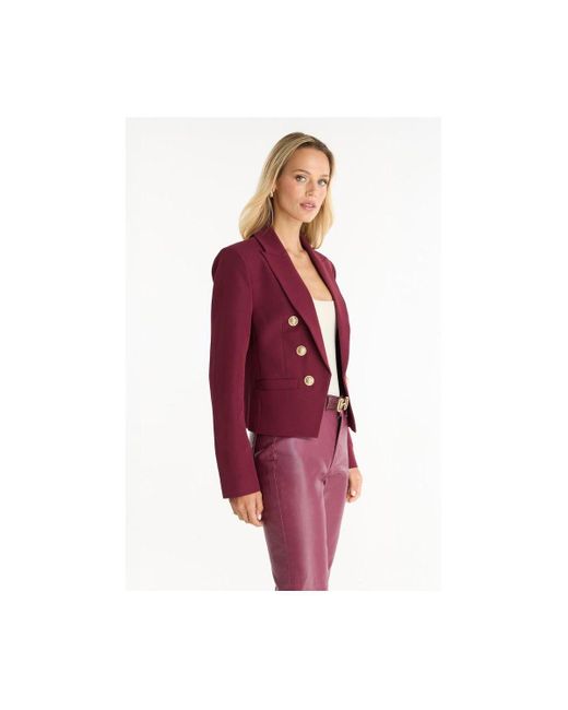 The Noli Shop Red Gabrielle Double Breasted Blazer