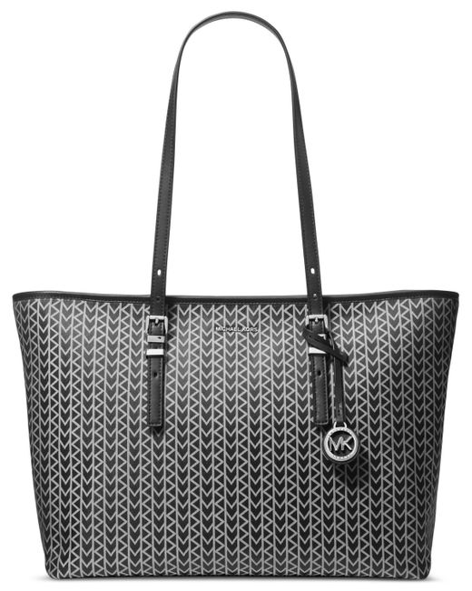 Michael Kors Black Michael Quinn Large Mk2000 Logo Jacquard Tote Bag