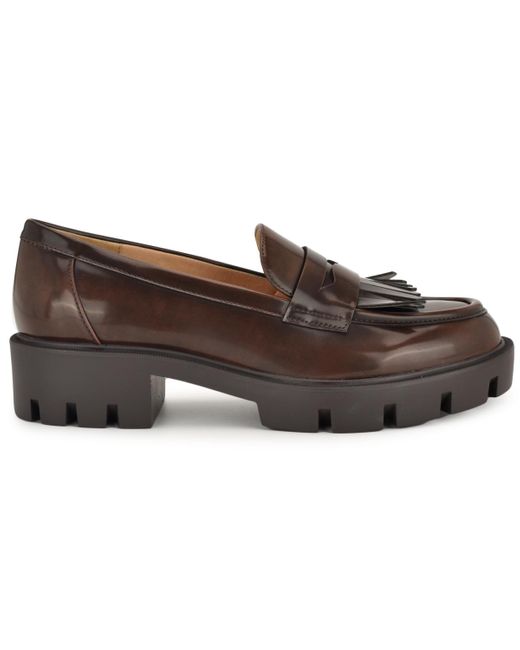 Nine West Brown Missa Lug Sole Penny Loafers