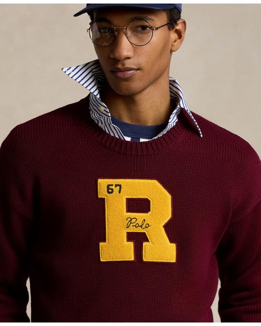 Polo Ralph Lauren Big Fit Cotton Letterman Sweater in Red for Men Lyst