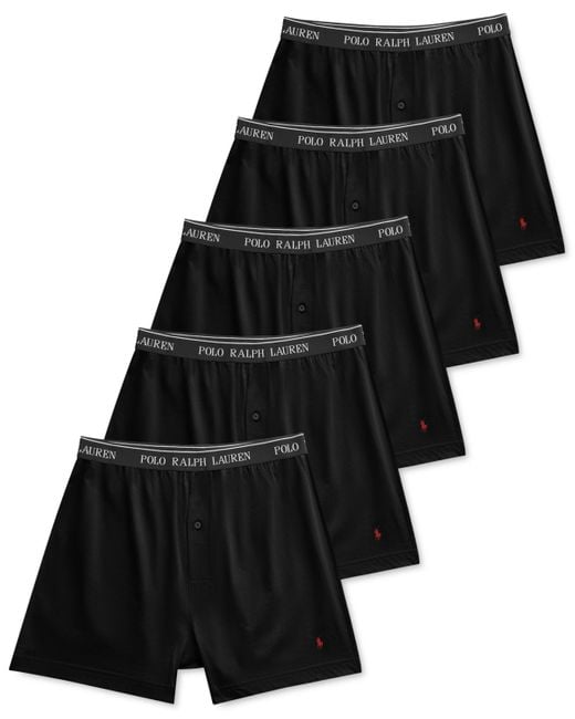 Polo Ralph Lauren 5-pack Classic-fit Cotton Knit Boxers in Black for Men