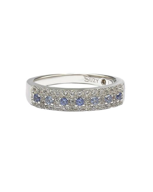 SUZY LEVIAN NEW YORK Suzy Levian Sterling Silver Sapphire & Created White Sapphire Color-pop Half Band Ring