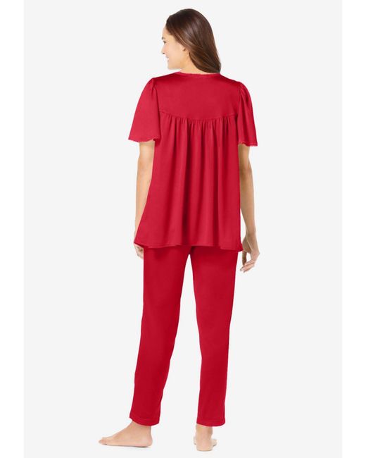 Only Neccessities Red Plus Size Only Necessities Silky 2-piece Pj Set