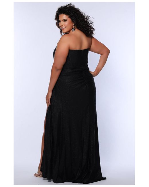 Sydney's Closet Black Strapless Corset Slim Fitted Gown