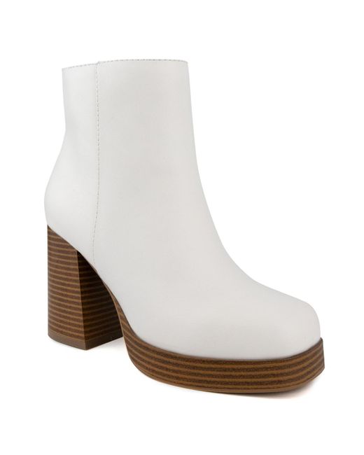 Sugar Warrant Platform Dress Booties in White Lyst