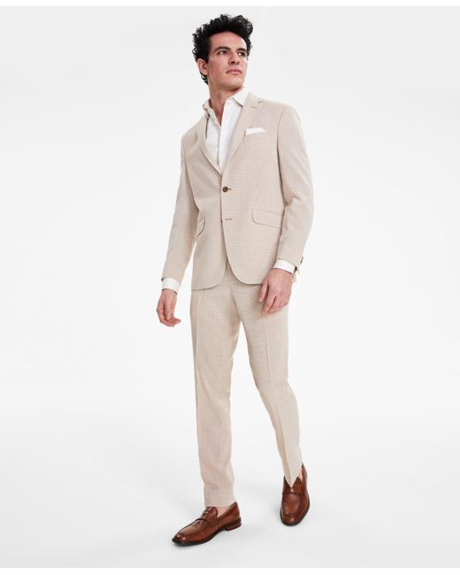 Kenneth Cole White Slim-fit Mini-houndstooth Suit for men