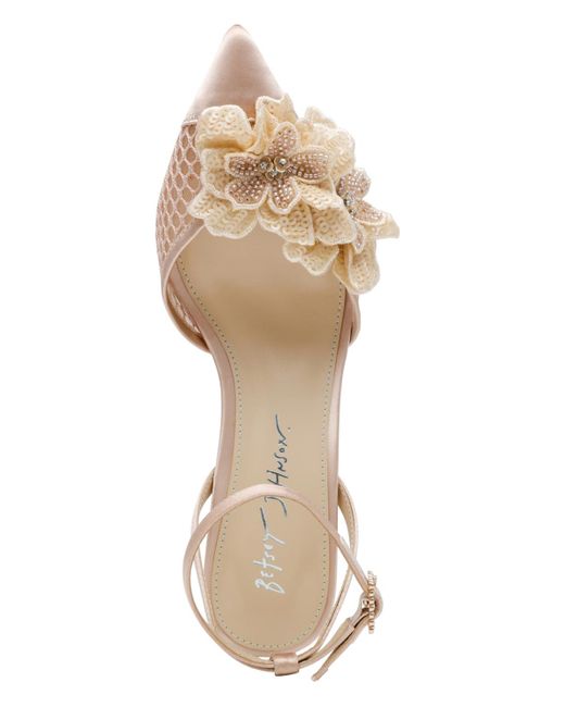Betsey Johnson Metallic Susie Flower Pointed Toe Pumps
