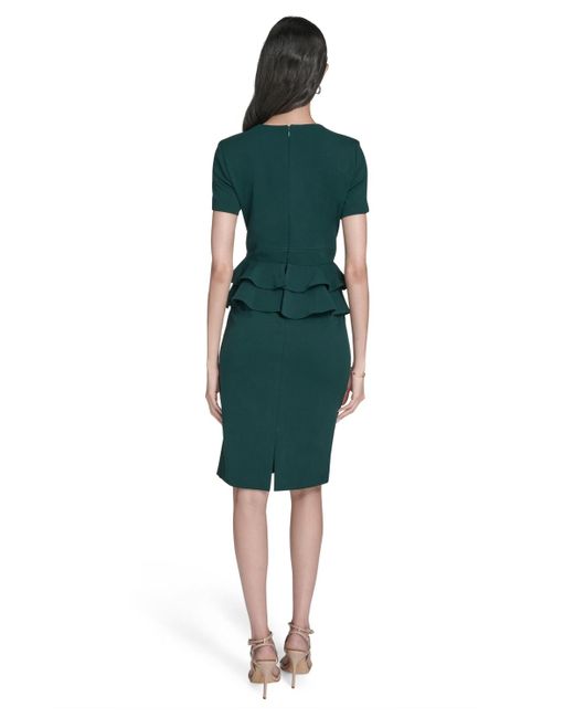 Calvin Klein Green Short Sleeve Peplum Sheath Dress