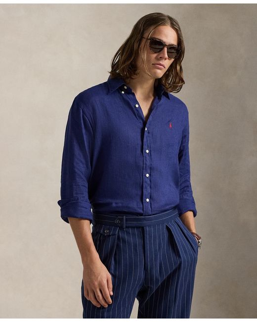 Polo Ralph Lauren Classic Fit Linen Shirt in Blue for Men | Lyst