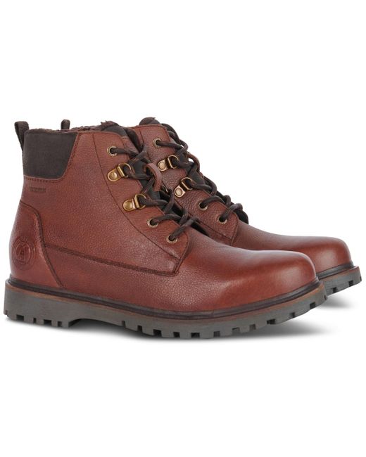 Barbour Brown Storr Waterproof Lace-up Leather Derby Boots for men