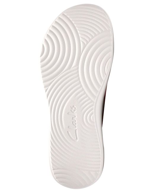 Clarks White Solevana Post Round Toe Sandals