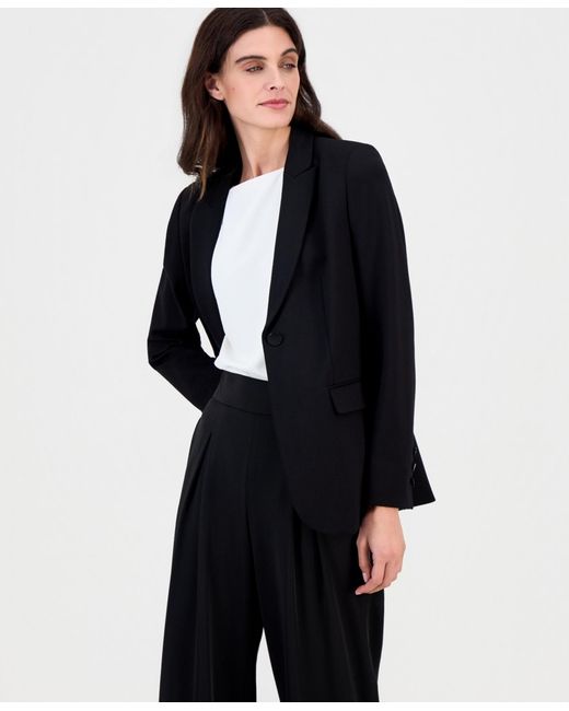 Anne Klein Black Triple-pocket One-button Jacket