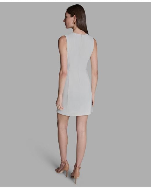 BCBGMAXAZRIA Crewneck Twill Asymmetrical Sheath Dress in Gray | Lyst