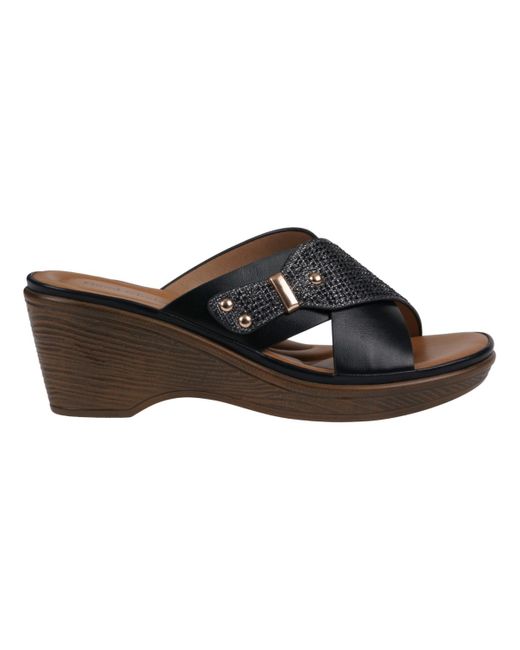 Gc Shoes Black Ash Crisscross Wedge Sandals