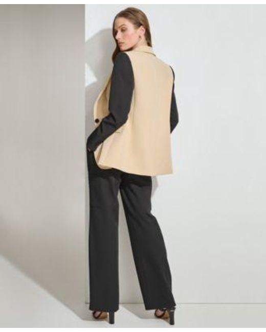 DKNY Natural Colorblocked One Button Blazer Sleeveless Chiffon Button Up Blouse Mid Rise Fine Stretch Twill Cargo Pants