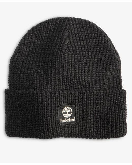 Timberland Black Logo Cuff Fisherman Beanie for men