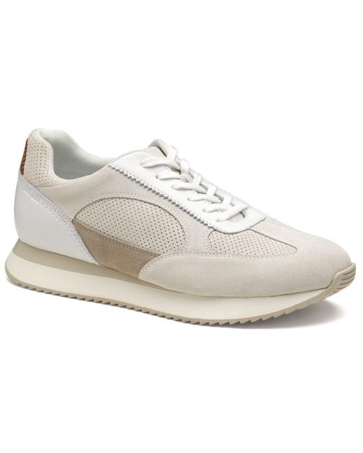 Johnston & Murphy White Chase Perfed Round Toe Shoes for men