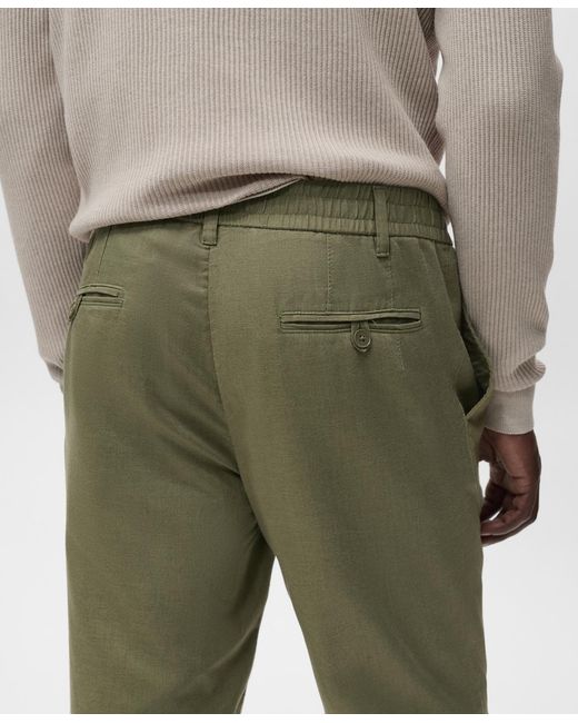 Mango Green Drawstring Slim-fit Pants for men