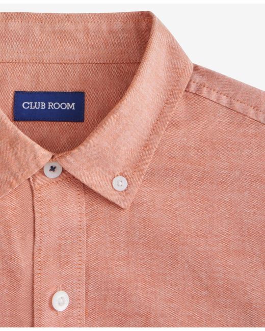 Club Room Pink Solid Stretch Oxford Cotton Shirt for men
