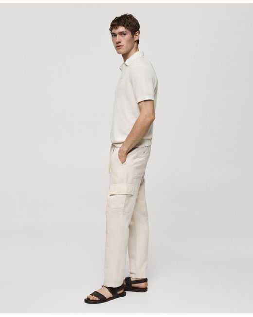 Mango Natural Corduroy Slim-fit Drawstring Pants for men