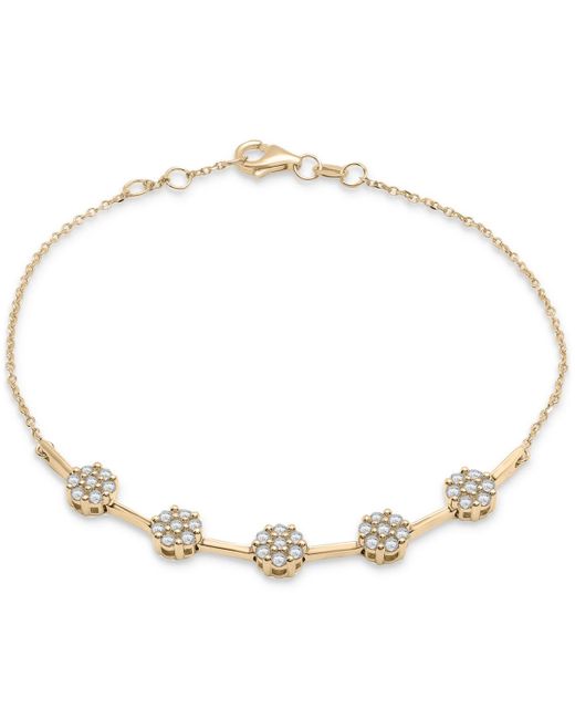 Wrapped in Love Metallic Diamond Flower Cluster Link Bracelet (1/2 Ct. T.w.