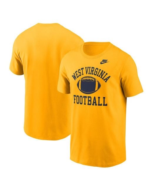 Nike Yellow West Virginia Mountaineers Legacy Football Icon T-shirt for men