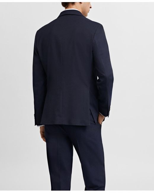 Mango Blue Stretch Fabric Slim-fit Suit Jacket for men