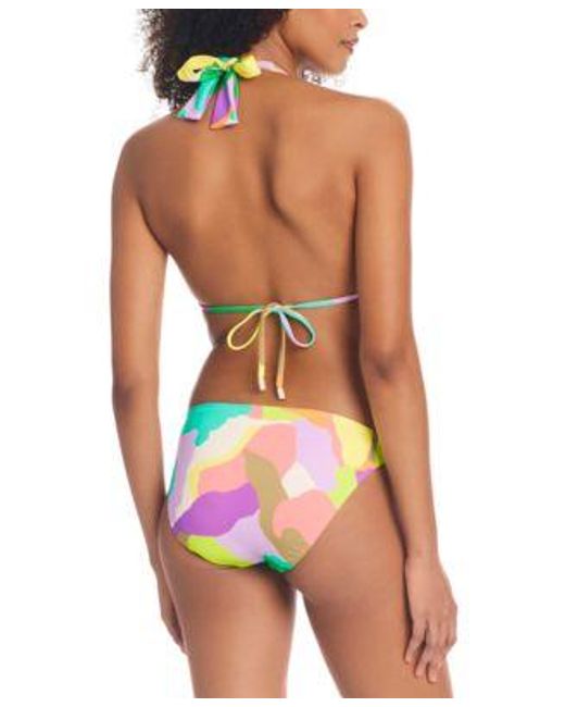 Sanctuary Multicolor Printed Halter Neck Bikini Top Side Tie Hipster Bottoms
