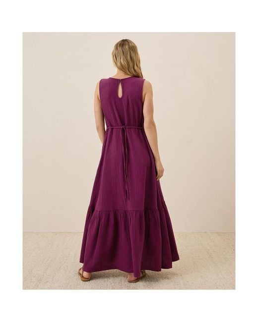 Pact Organic Cotton Coastal Double Gauze Beach To Brunch Dress in Purple