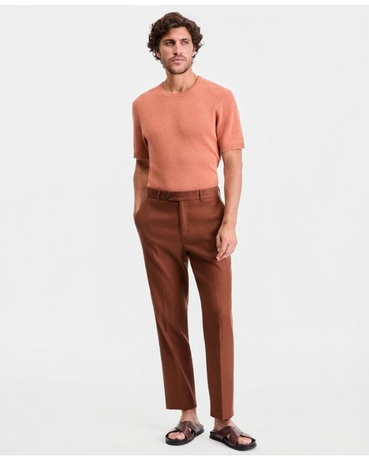Alfani Orange Tech Linen-blend Pants for men