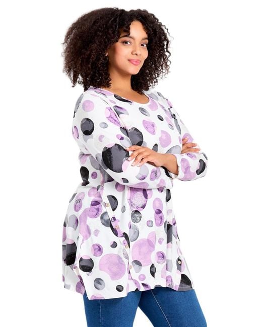 Avenue White Plus Size Leisure Button Tunic