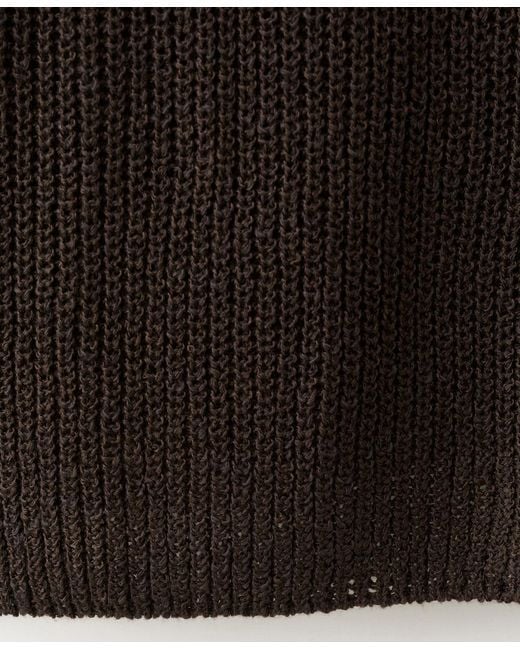 Mango Black V-neck Lace Pattern Knitted Sweater