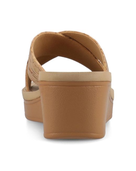 Journee Collection Brown Biara Crisscross Platform Wedge Sandals