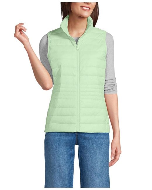 Lands' End Green Wanderweight Packable Down Vest