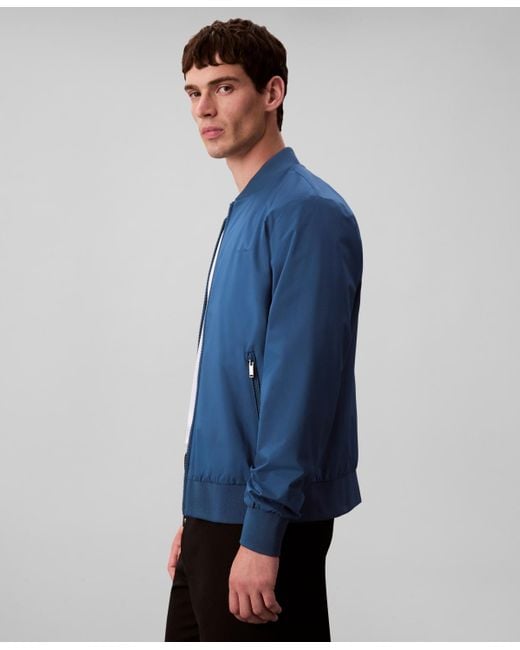 Calvin Klein Blue Logo-print Matte Bomber Jacket for men