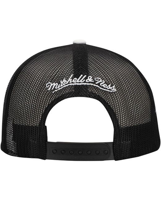 Mitchell & Ness Black Brooklyn Nets Roper Trucker Snapback Hat for men