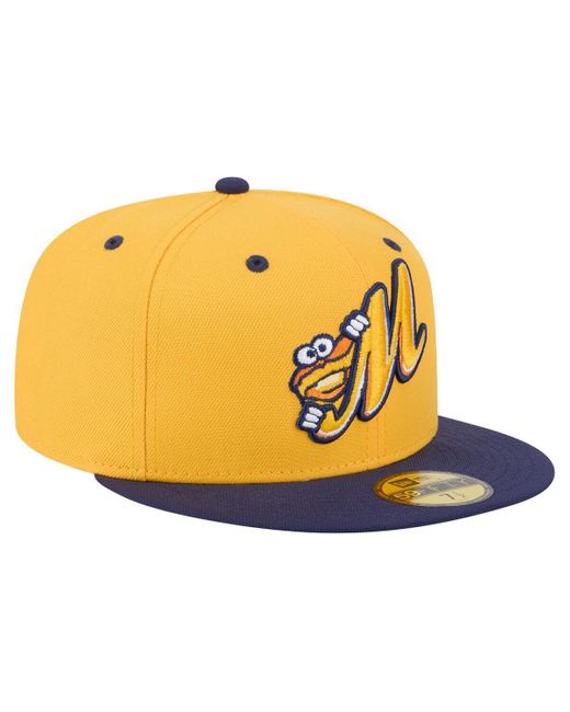 KTZ Yellow Gold/navy Montgomery Biscuits Authentic Collection 59fifty Fitted Hat for men