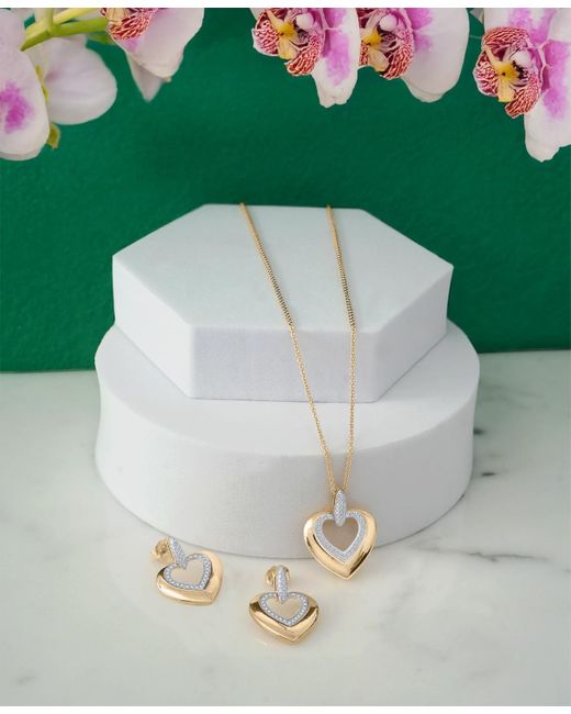 Macy's Metallic 2-pc. Set Diamond Heart Pendant Necklace & Matching Drop Earrings (1/5 Ct. T.w.