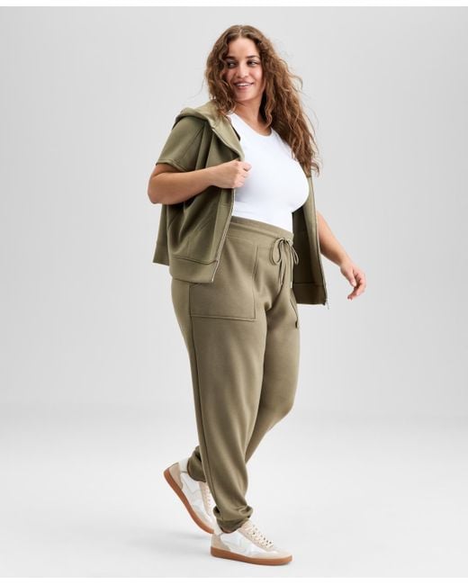 And Now This Green Trendy Plus Size Scuba-knit jogger Pants