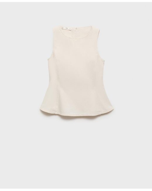 Mango Natural Flared Denim Top