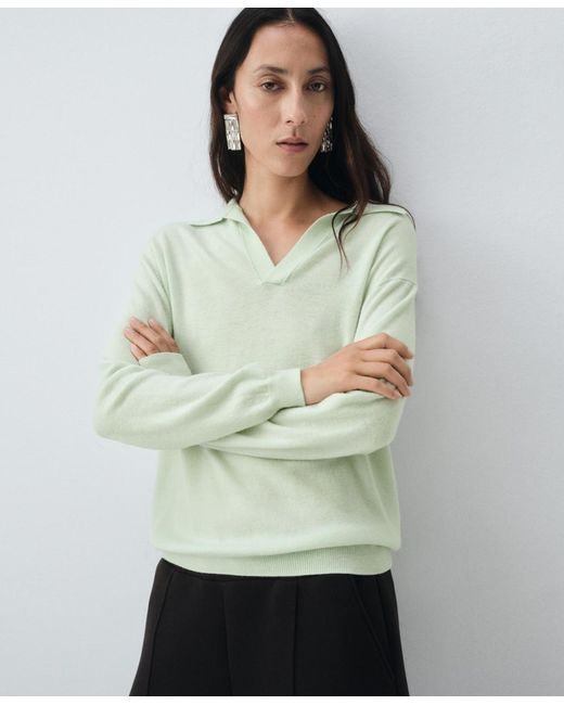 Mango Green Wool Polo-neck Sweater