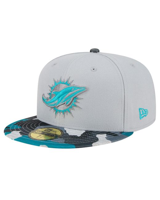 KTZ Blue Gray Miami Dolphins Active Camo 59fifty Fitted Hat for men