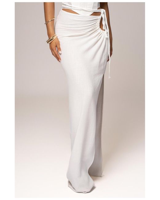 JLUXLABEL White Destination Linen Skirt Set